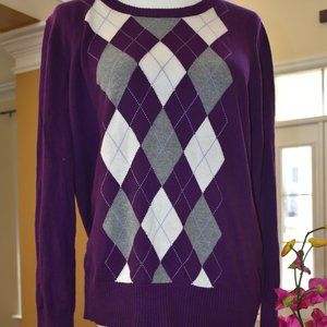 Purple argyle print sweater